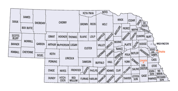 Map of Nebraska