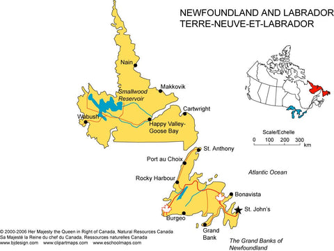 Newfoundland and Labrador Province Map