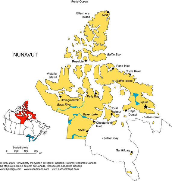 Map of Nunavut territory