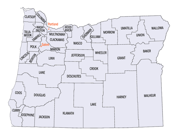 Map of Oregon State
