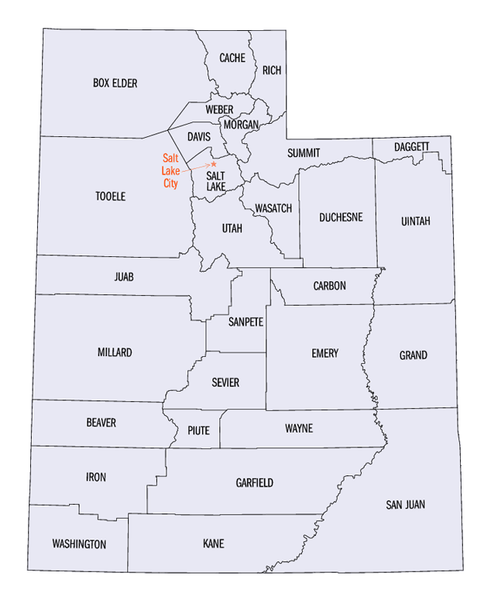 State of Utah Map