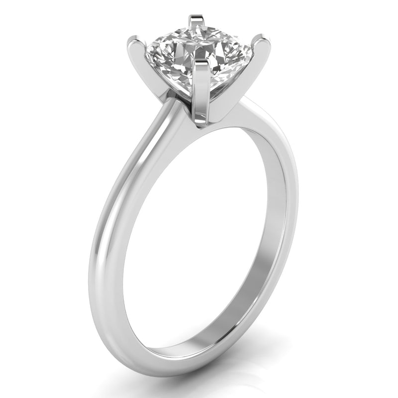 Classic Cushion Cut Diamond Solitaire Engagement Ring