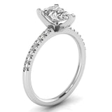 French Pave Pear Shaped Diamond Engagement Ring