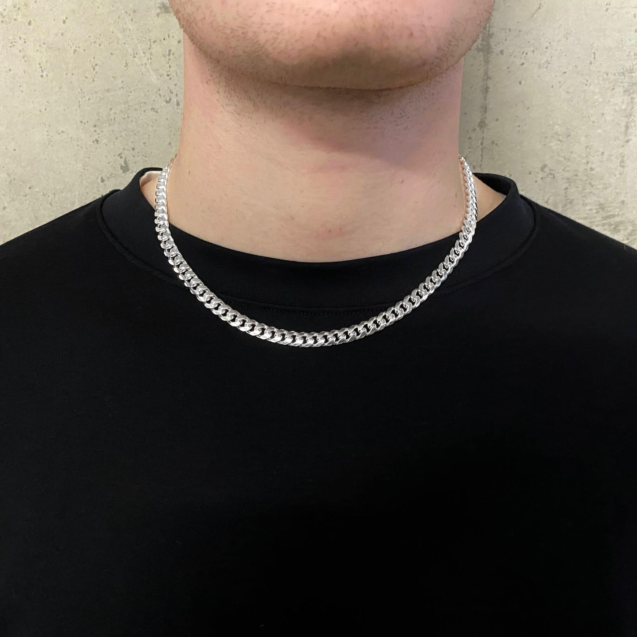 25mm Heavy Curb Silver Necklace Chain