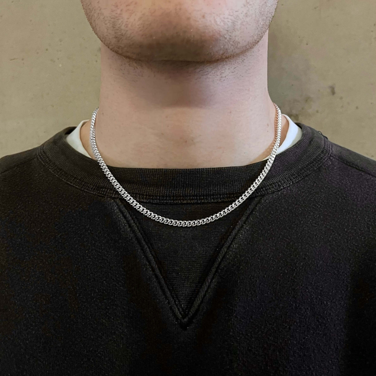 25mm Heavy Curb Silver Necklace Chain