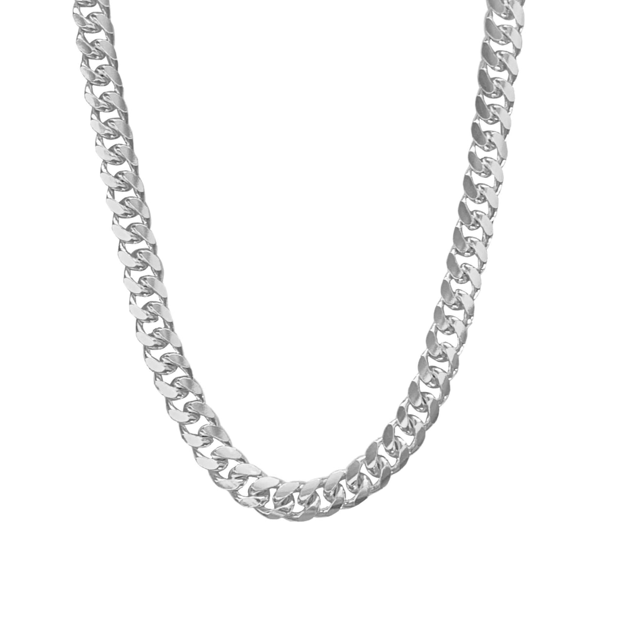 Silver Cuban Link Chain 6mm Silver Necklace Men's 