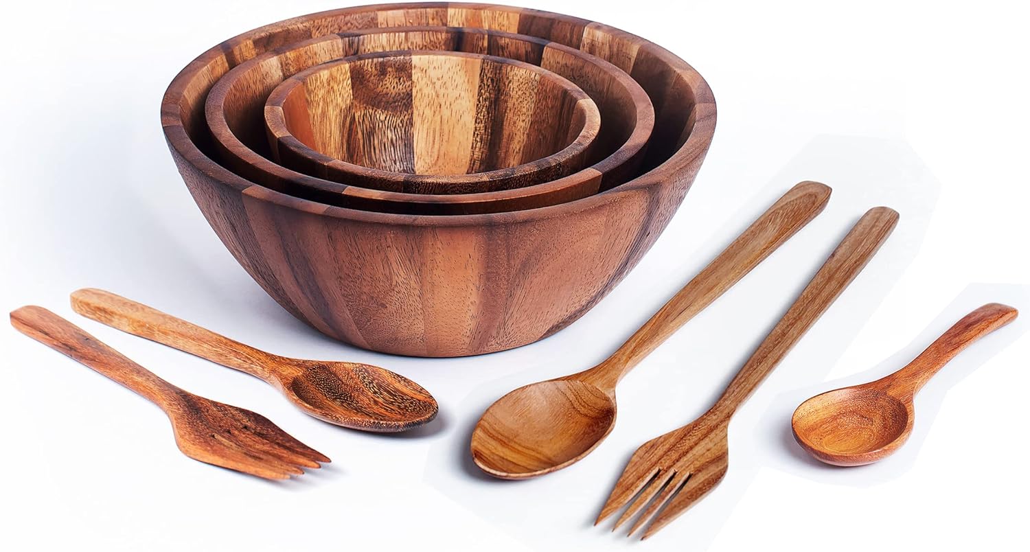 Wooden Round Serving Bowls