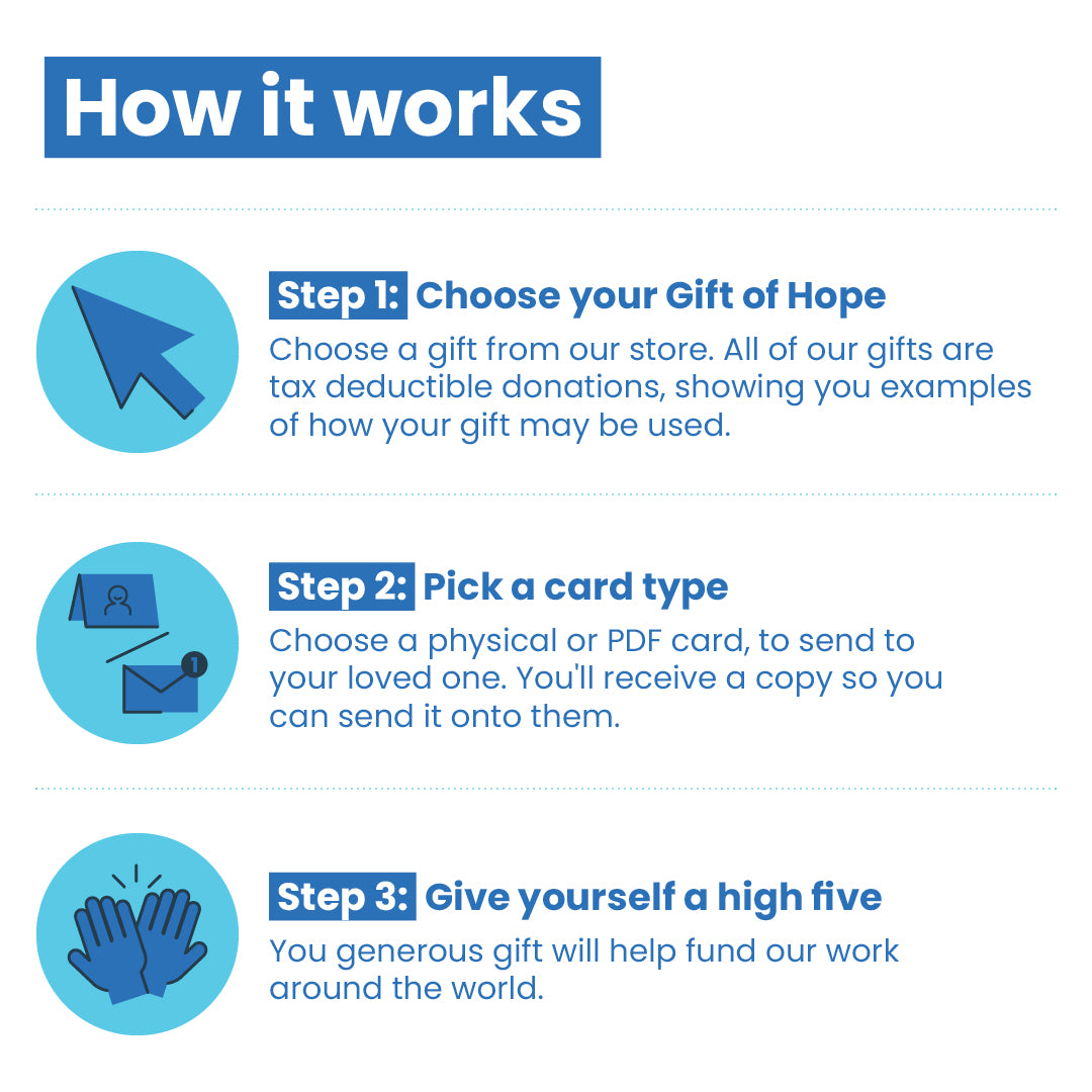 Graphic showing how Gifts of Hope works