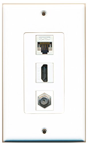 HDMI + Ethernet Network RJ45 + RCA + Coaxial F Connector Multi Combo Wall  Plate - 4k UHD ARC/eARC Ethernet Pass-Thru Port, RCA Composite Video Audio