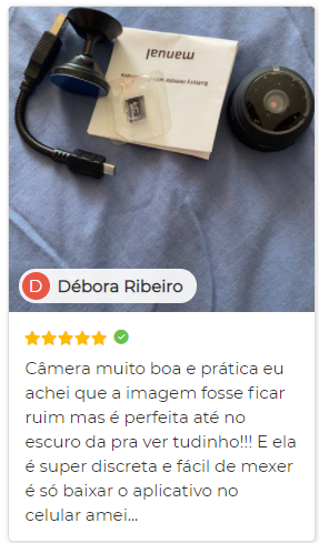 FeedBack1 da Câmera Segurança Espiã Full HD Wi-Fi Visão Noturna - Sight Cam Disponível em: www.descontara.com