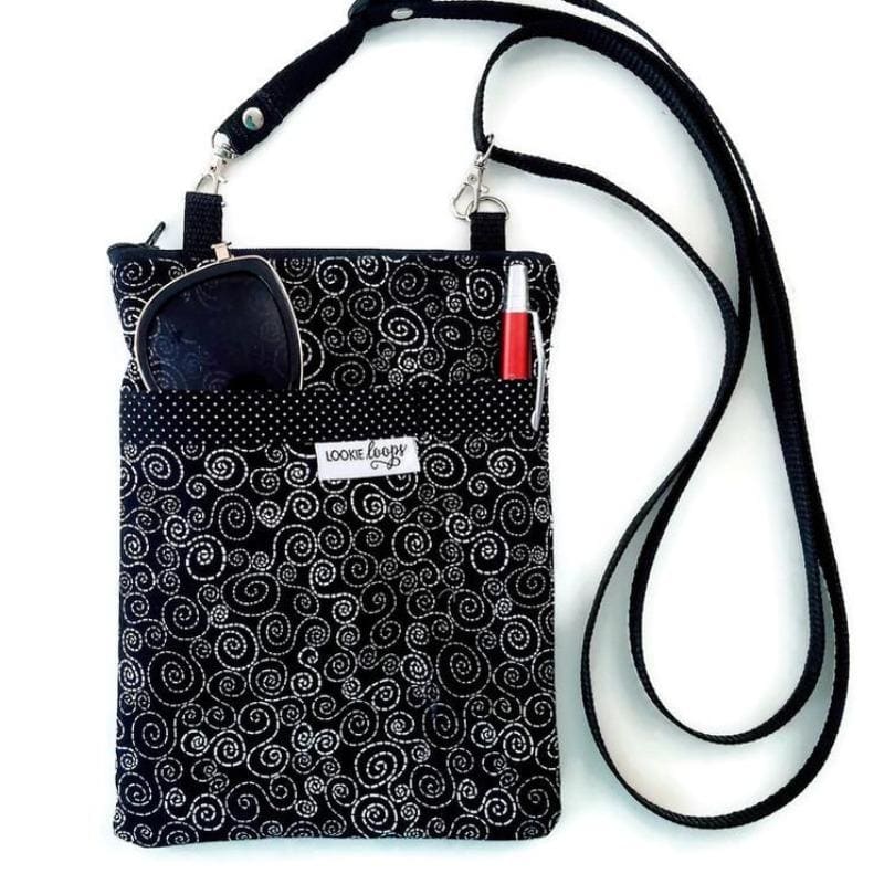 black fabric crossbody bag