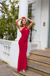 Paloma Red Twist Halter Neck Maxi Dress