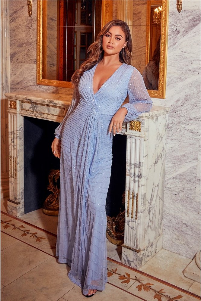 Long Sleeve Wrap Maxi Store, 56% OFF ...