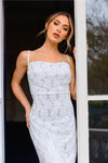 Adeelia White All Over Sequin Lace Maxi Dress