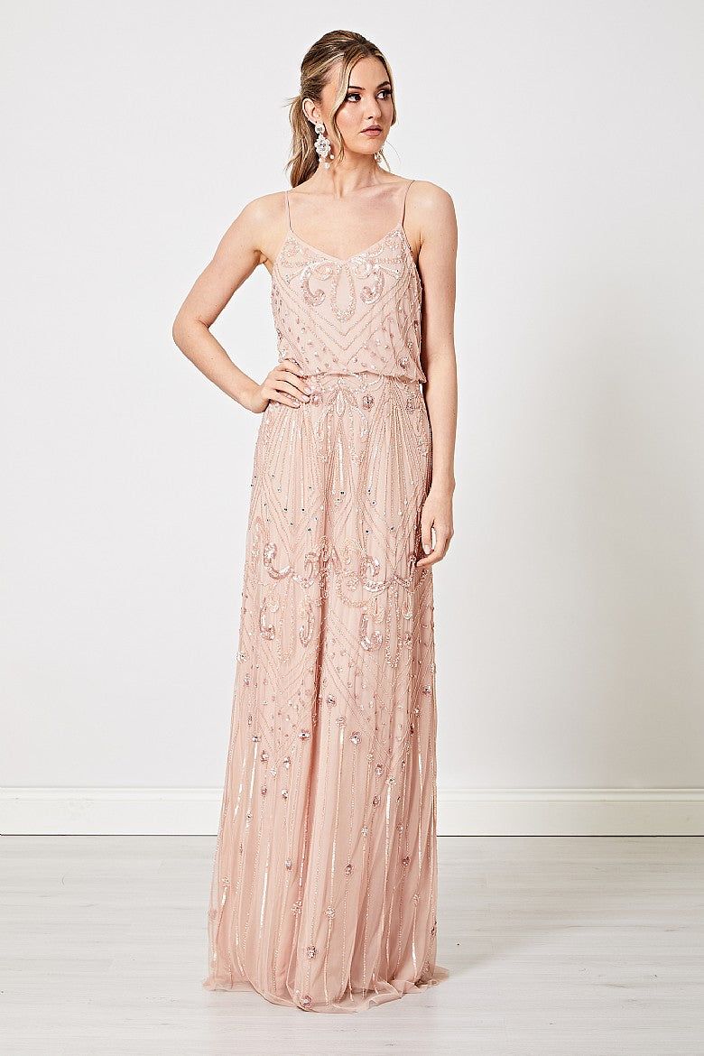 pink sparkly maxi dress