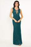 Alessandra Emerald Green Embellished Open Back Maxi Dress