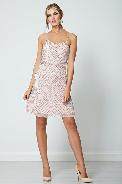 Giana Pink Embellished Sequin Stripe Mini Dress