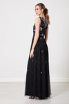 Rosmunda Embellished Maxi Dress with High Neck in Black
