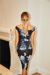 Julyia Black & Blue Floral Wrap Dress