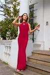 Paloma Red Twist Halter Neck Maxi Dress