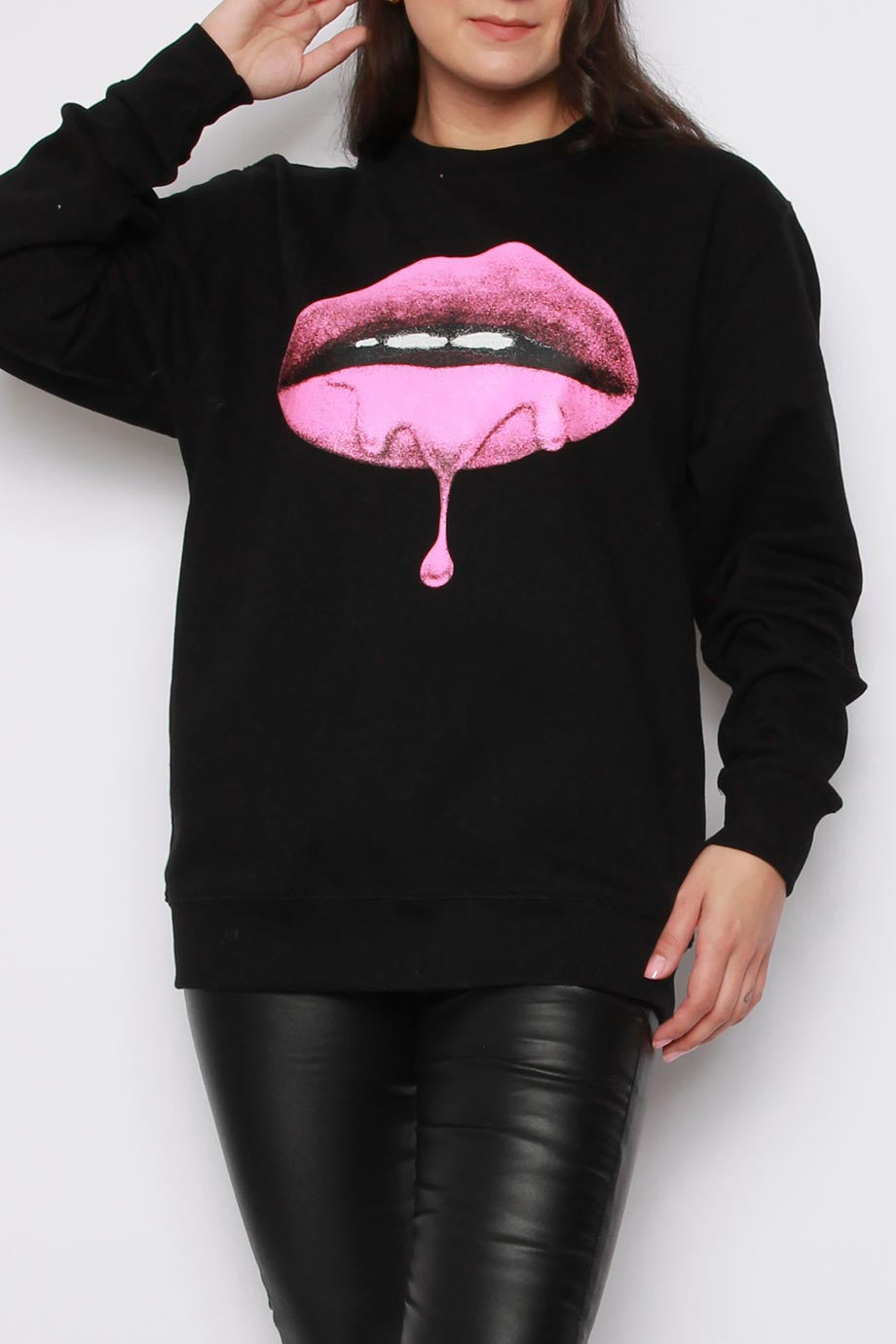 Lips Print Oversized Sweatshirt