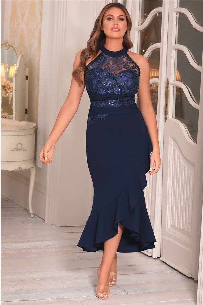 navy lace midi dress uk