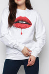 Red Lips Print Oversized Sweatshirt