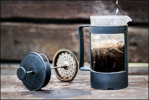 French Press Coffee Maker, Coffee Getting Brewed