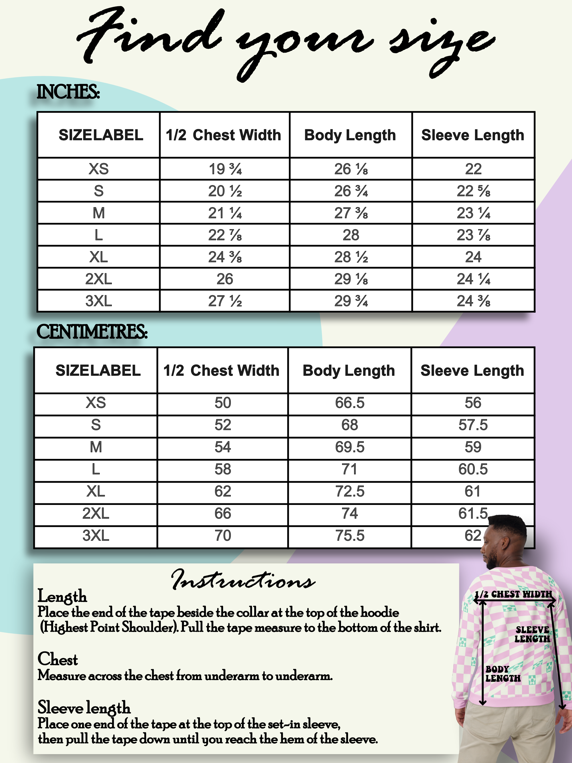 Sweatshirt - size guide