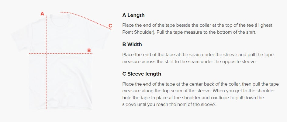 Product Measurements - t-shirts
