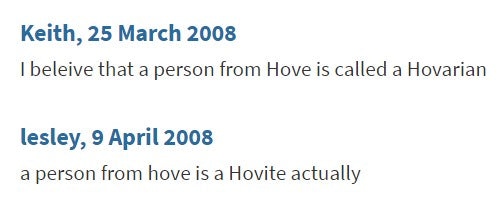 What is someone from Hove called?