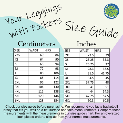 Leggings with pockets - size guide