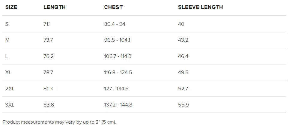 Size Guide T-shirts (cm)