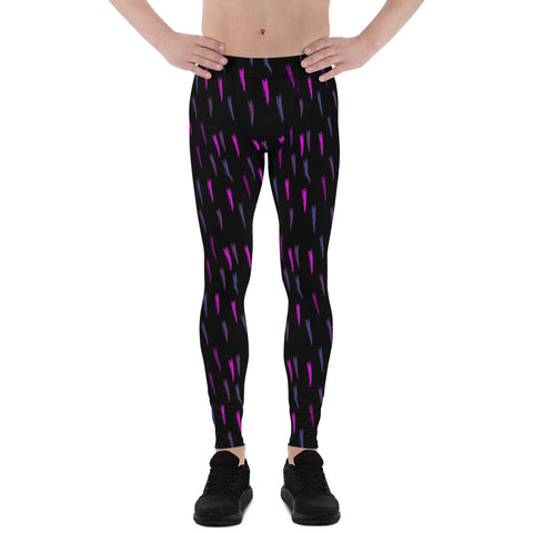 Patterned Men's Leggings, Navy Blue and Pink