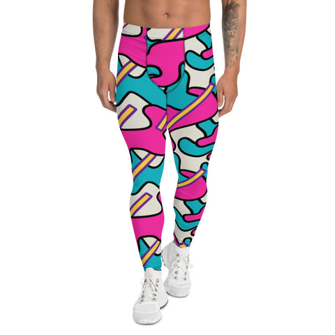 Patterned Men's Leggings  Neon Memphis Blue – BillingtonPix