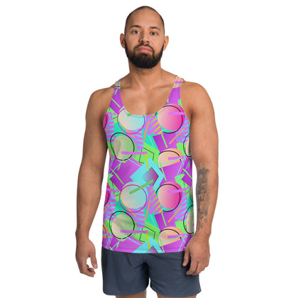 Mens Sports Vest Tank Top Patterned Crazy 80s Memphis Festival Singlet Top,  Geometric Harajuku Design Gym Pilates Yoga Streetwear Athleisure -   Israel