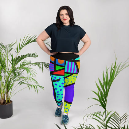 All Over Print Plus Size Leggings  Geometric Memphis Shadows –  BillingtonPix