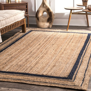 3x5 Braided Rikki Border Jute Area Rug - Smith & York Co. - Braided Rugs 3x5