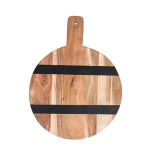 Round Wood Serving Board w/ Black Stripes - Smith & York Co.