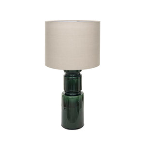 Green Ceramic Table Lamp w/ Linen Shade - Smith & York Co.