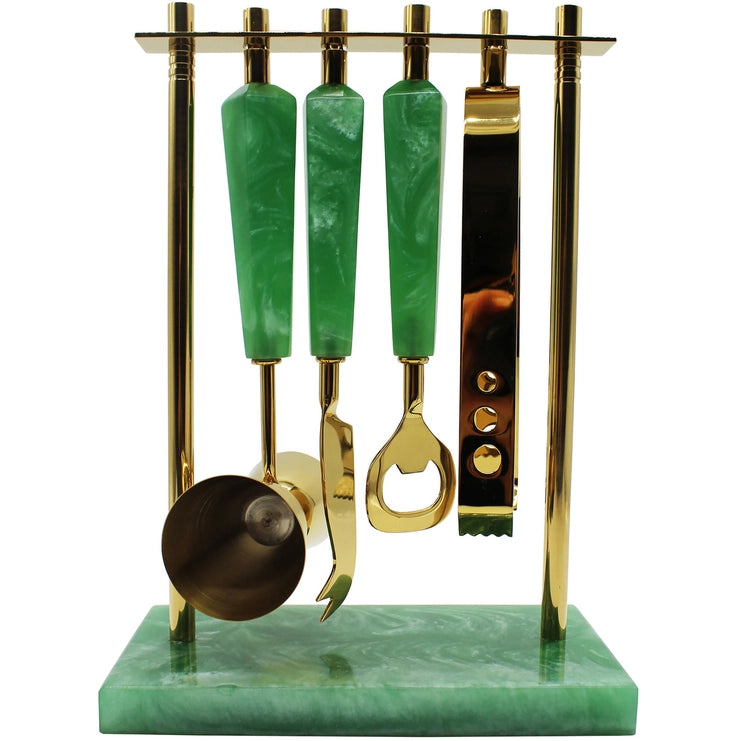 Gold Bar Tool Set w/ Green Resin Details