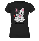 T-Shirt - "Herz Frenchie" - Ladies - Schweinchen's Shop - Lady-Shirts - Black / XS