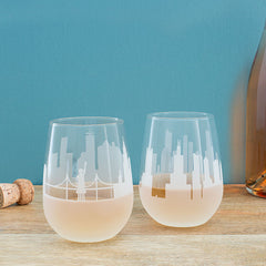 Etched Skyline Wine Glass