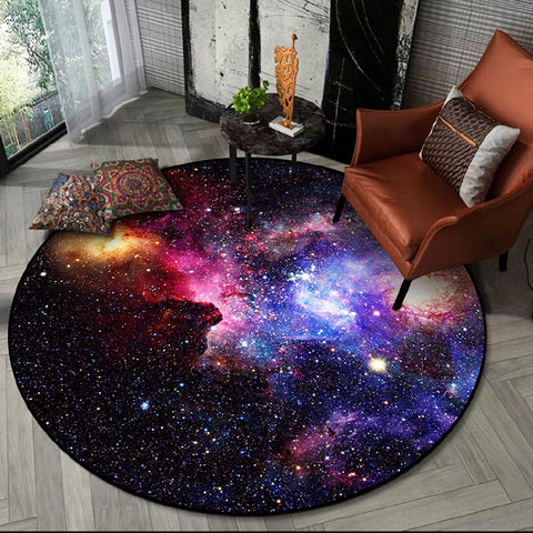 Round Soft Universe Themed Rug