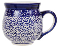 A picture of a Polish Pottery Large Belly Mug (Sea Foam) | K068T-MAGM as shown at PolishPotteryOutlet.com/products/large-belly-mug-sea-foam
