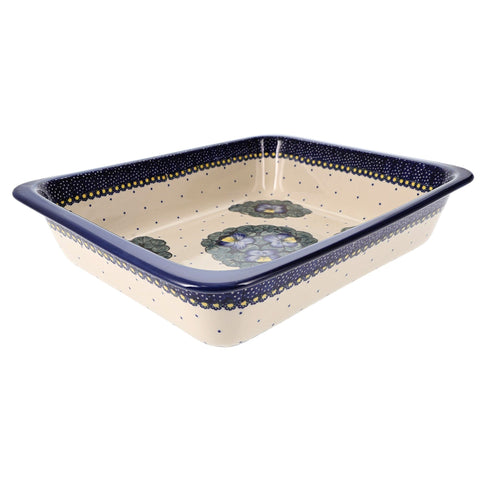 Polish Pottery - Deep Dish Lasagna Pan - Floral Grid - The Polish Pottery  Outlet