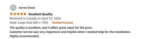 A 5-star Springfree Trampoline review on Amazon.