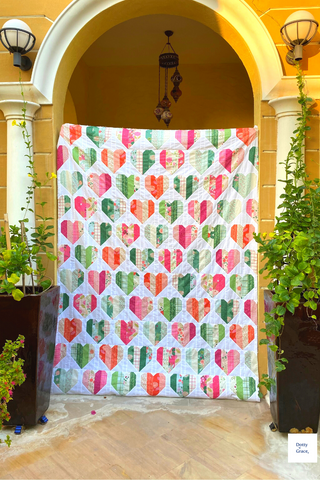Infinite Hearts quilt top by Dotty and Grace