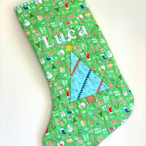 Quilted Christmas Stocking for Luca
