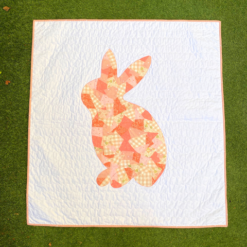 Scrappy Appliqué Bunny baby quilt by Janelle from Dotty and Grace